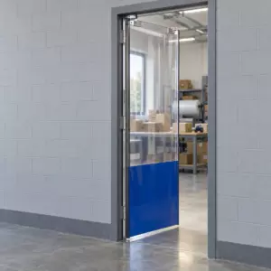 Маятниковая распашная одностворчатая эластичная дверь из ПВХ 290*100