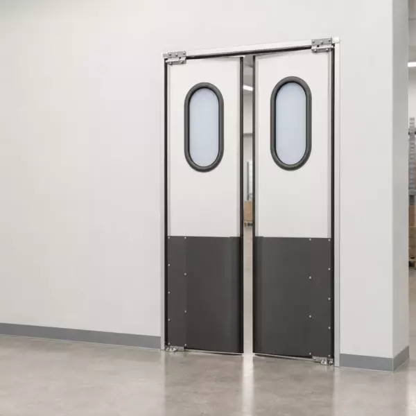 Жесткая маятниковая распашная дверь двустворчатая из сэндвич панелей 270*120